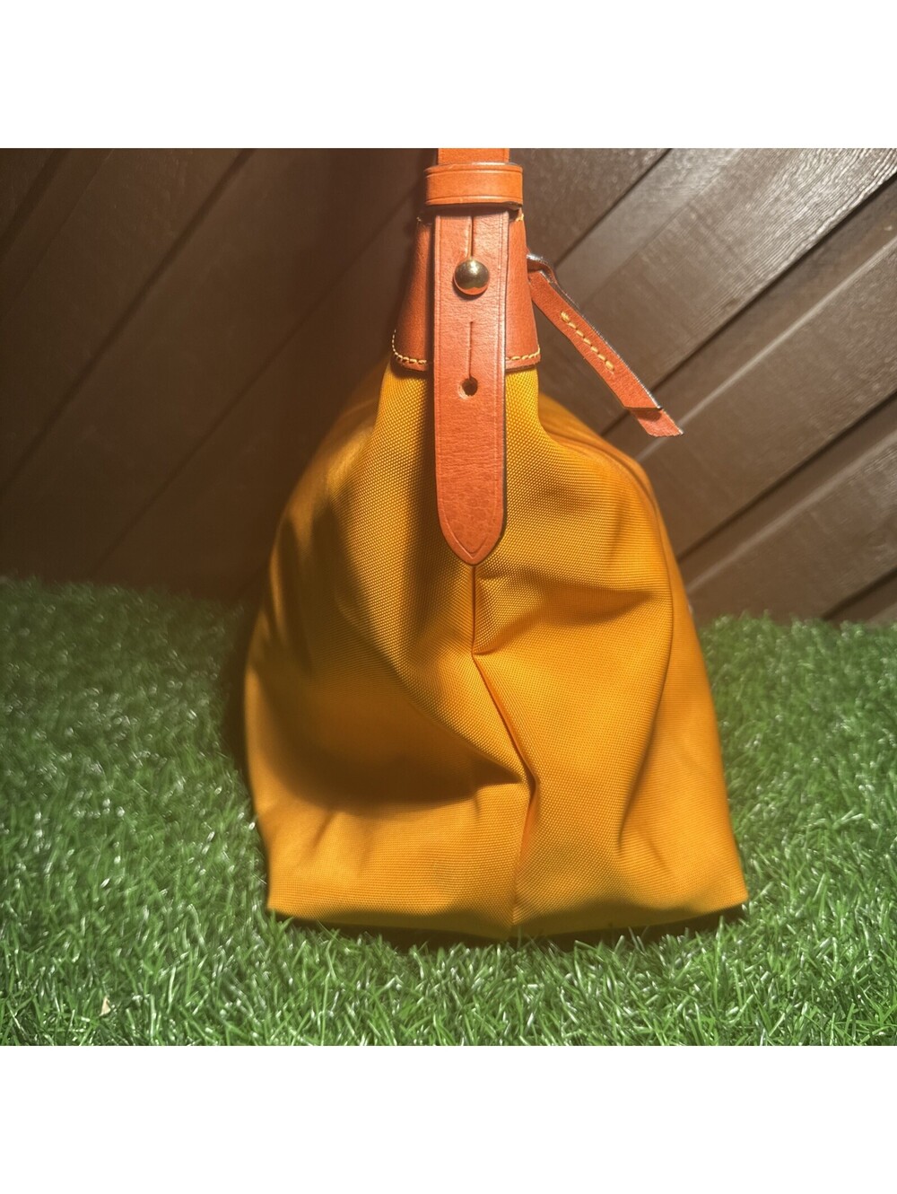 Dooney & Bourke Nylon Large Erica Hobo Shoulder Bag Mustard Yellow Red Lining - Picture 4 of 14